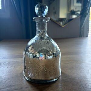 West Elm Silver Glass Decanter with Crystal Stopper